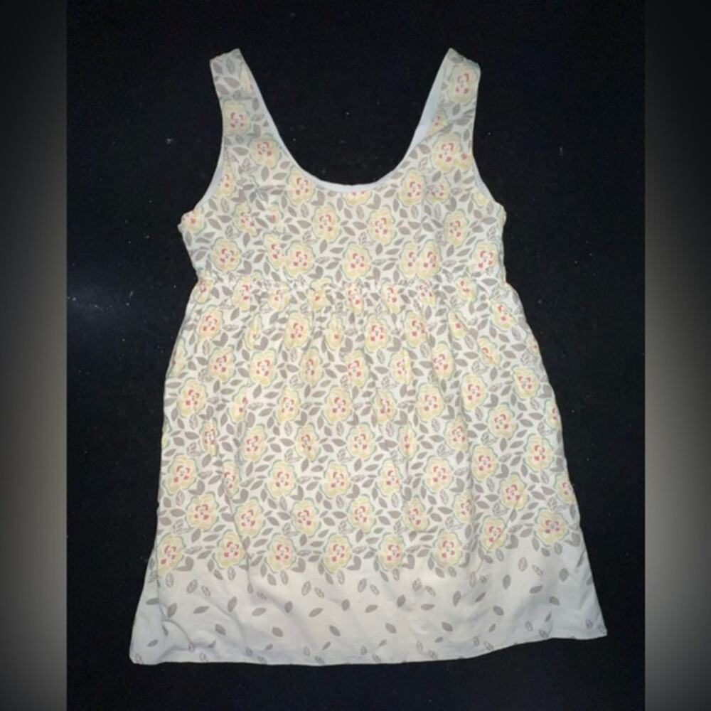 UEC LINEN FOSSIL PALE YELLOW FLORAL MINI DRESS SZ M
